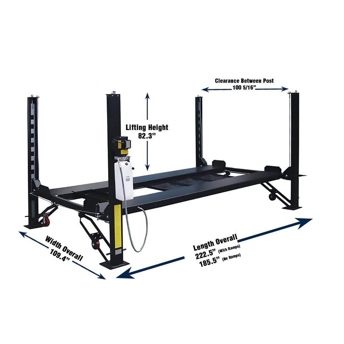 Tuxedo - 8,000 lb Deluxe Storage Lift Extended Length / Height - Poly casters, d