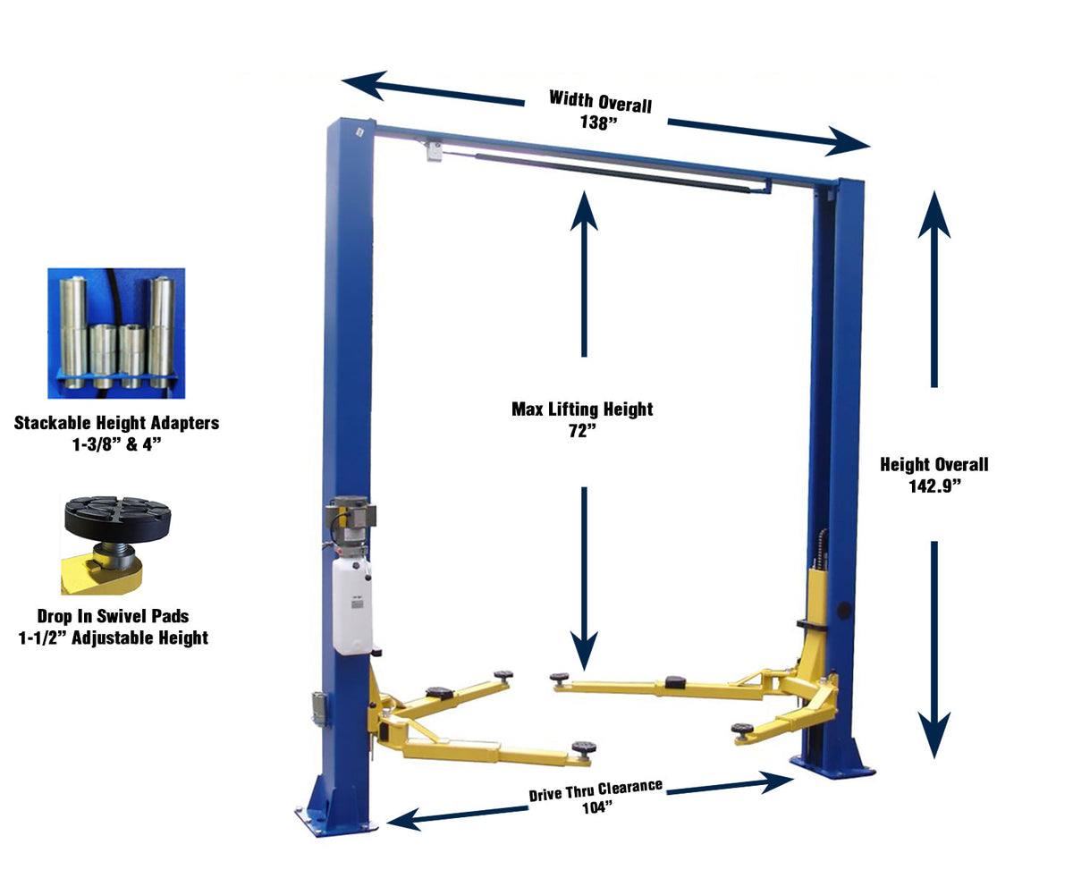 Legacy Automotive Lifts LL9KSCF-X 9,000 lbs. Two Post Clear Floor & Floor Plate