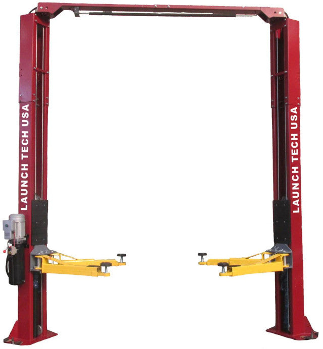 Launch 9,000 lb Two Post Clear Floor - Asymmetric - RED - TLT240SC-R