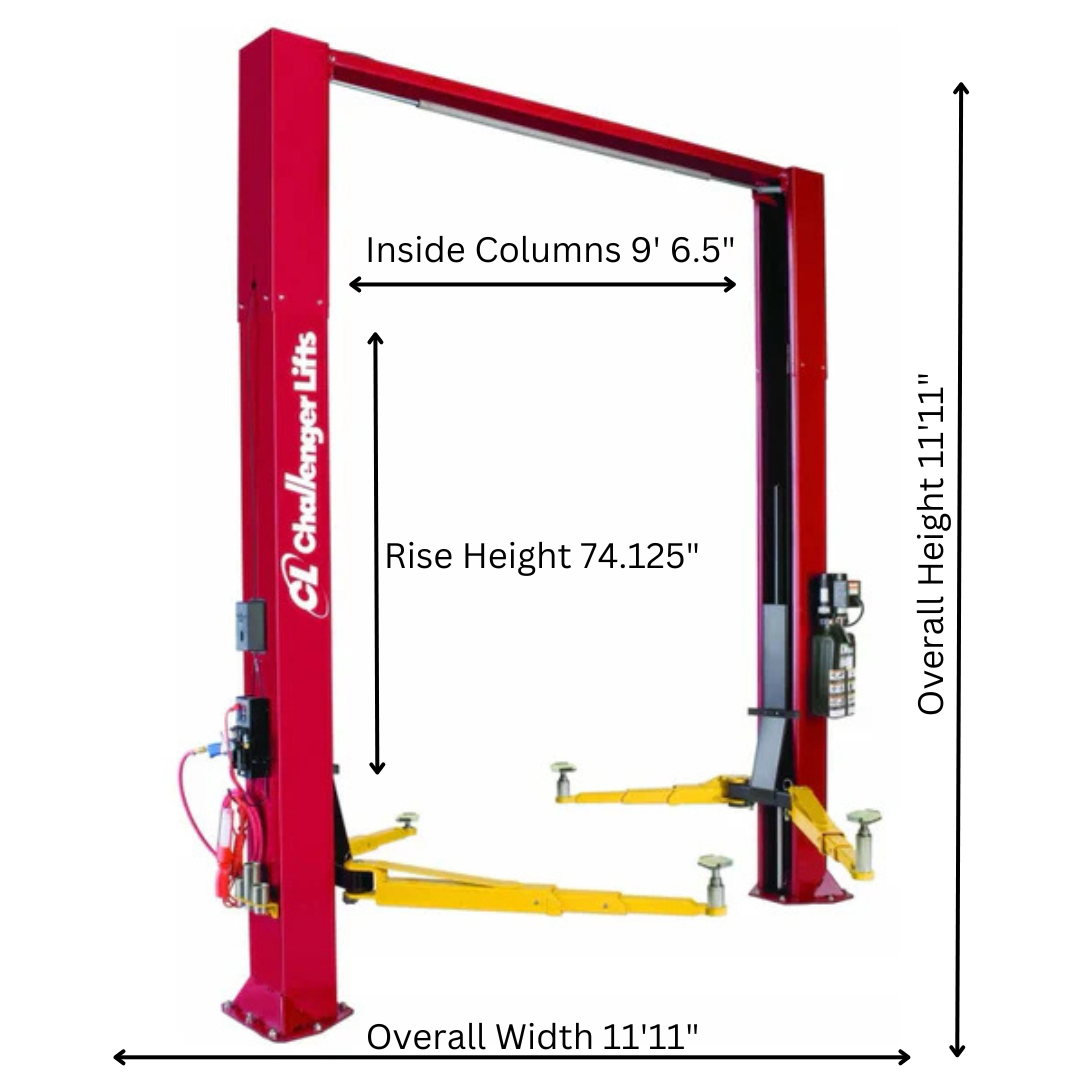 Challenger Lifts 10K Versymmetric Adjustable Two Post Lift CL10AV3-2-QC