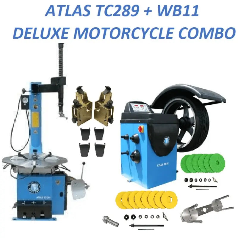 Atlas TC289 Tire Changer+ WB11 Wheel Balancer Deluxe Motorcycle Combo