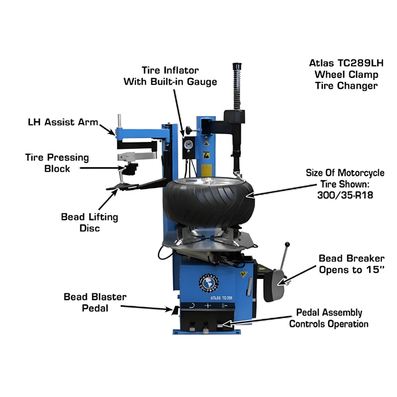 Atlas TC289LH Extra Large Rim-Clamp Tire Changer w/ Assist Arm