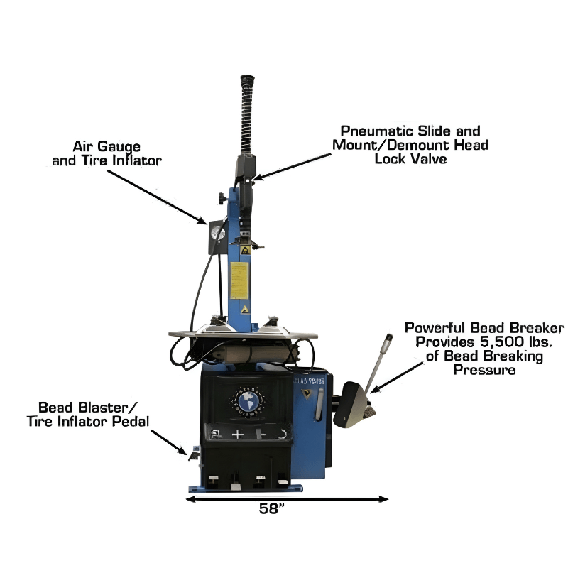 Atlas TC755 Tilt-Back Rim-Clamp Tire Changer w/ Bead Blaster