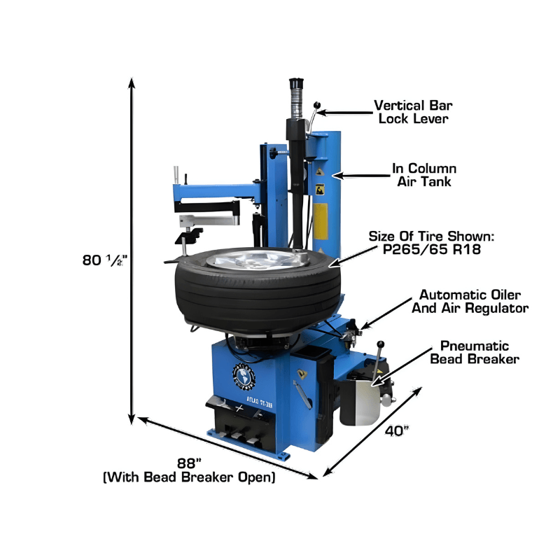 Atlas TC289LH Extra Large Rim-Clamp Tire Changer w/ Assist Arm