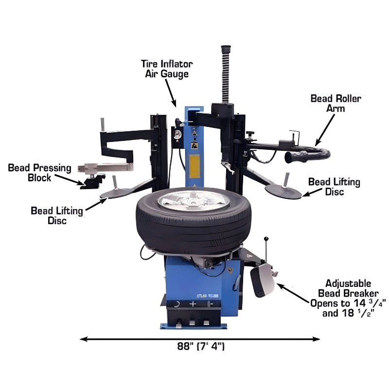 Atlas TC289DAA Extra Large Rim-Clamp Tire Changer w/ Dual Assist Arms