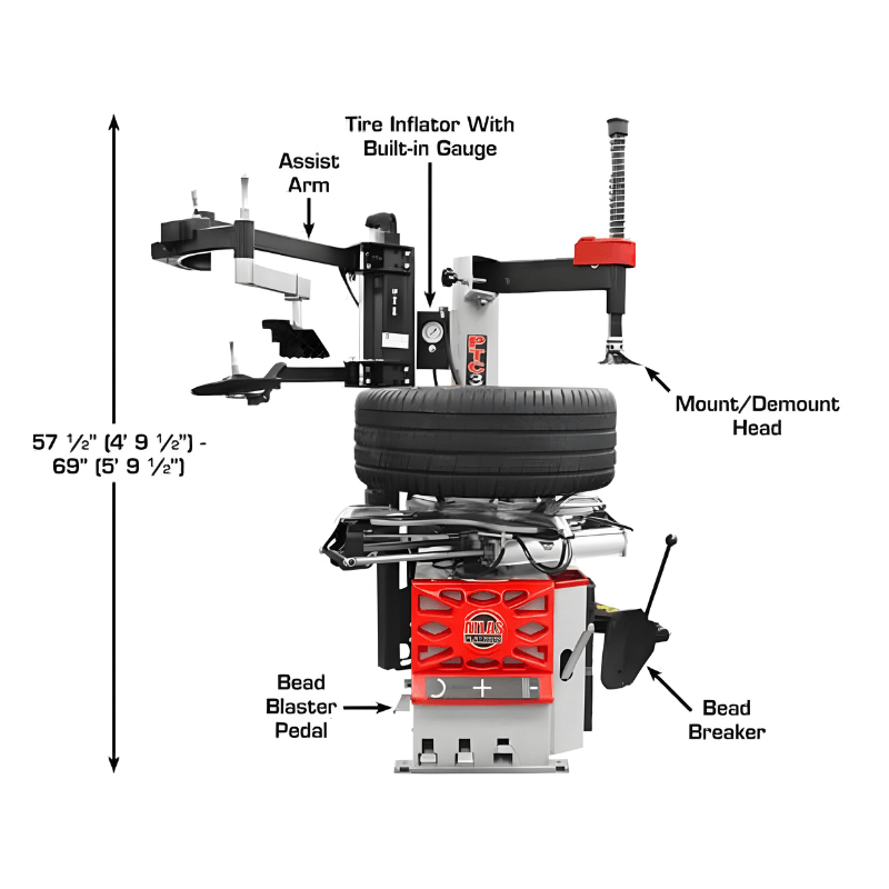 Atlas PTC300 Rim-Clamp Tire Changer w/ Assist Arm