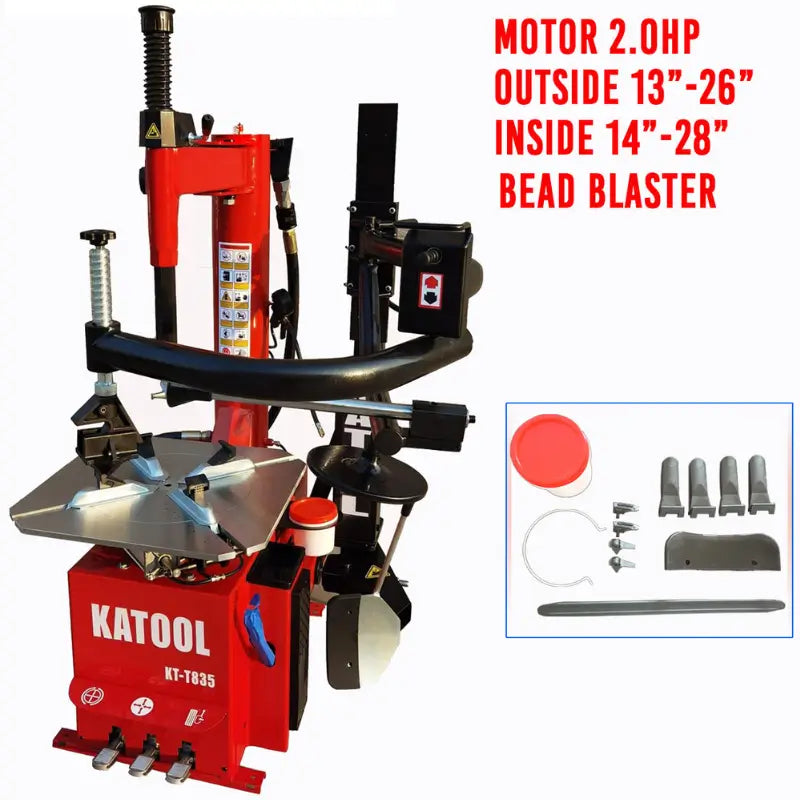 Katool KT-T835 Wheel Clamp Tire Changer Machine - Dual Assist Arm