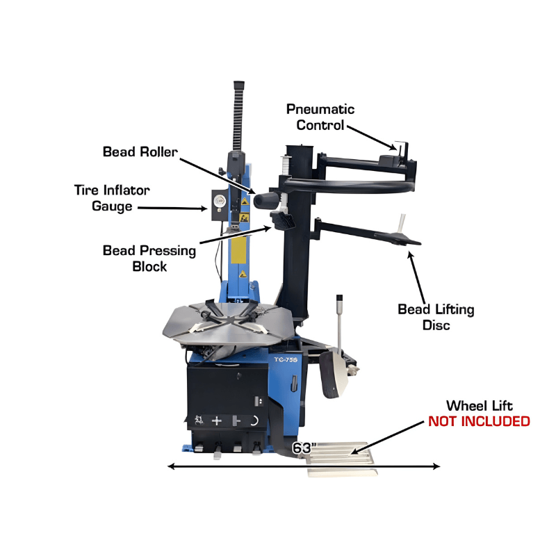 Atlas TC755EZ Tilt-Back Rim-Clamp Tire Changer w/ E-Z Arm