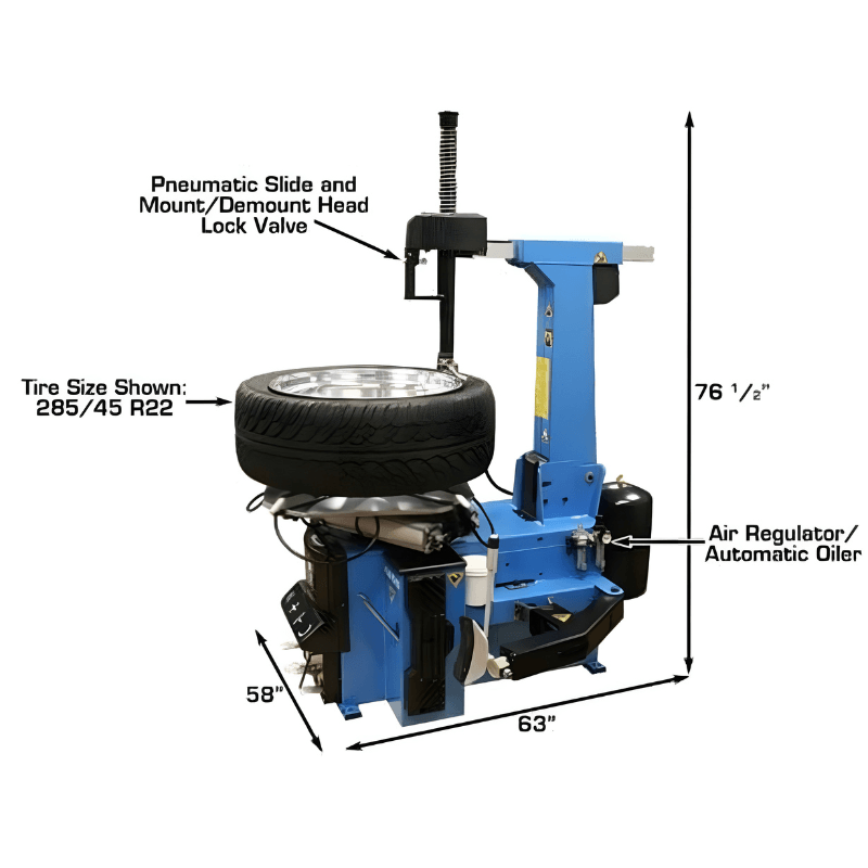 Atlas TC755 Tilt-Back Rim-Clamp Tire Changer w/ Bead Blaster
