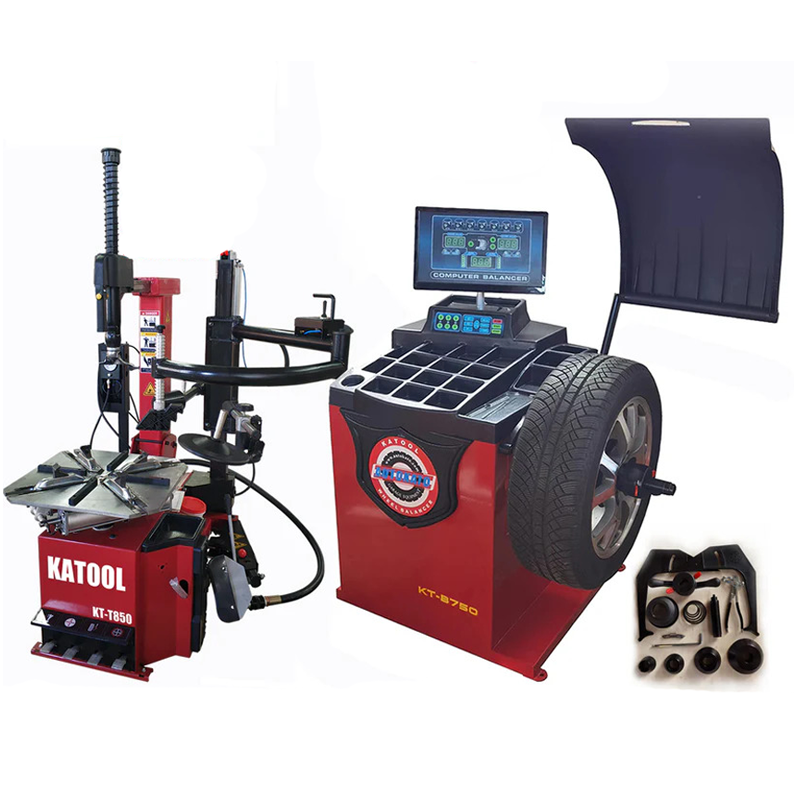Katool KT-T850 Tilt-Arm Wheel Clamp Tire Changer Machine with Wheel Balancer KT-
