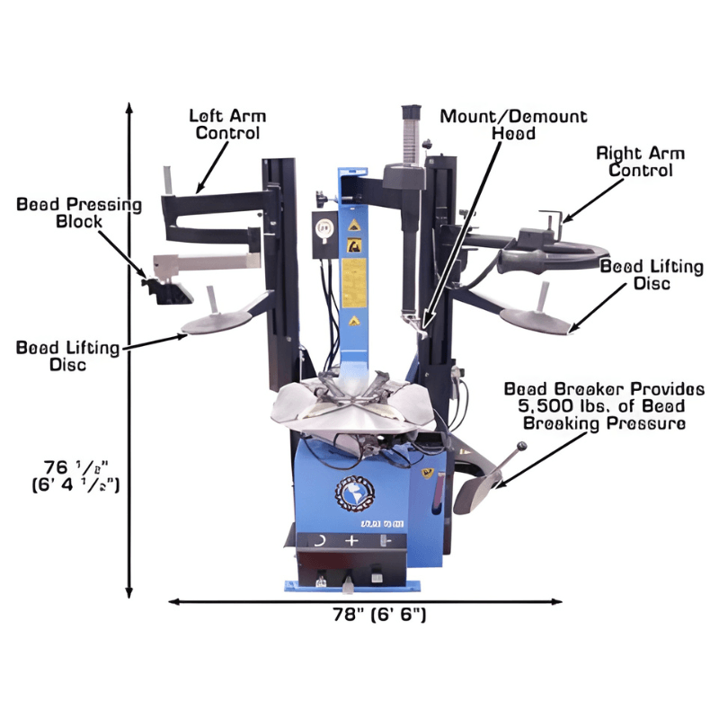 Atlas TC229DAA Rim-Clamp Tire Changer w/ Dual Assist Arms