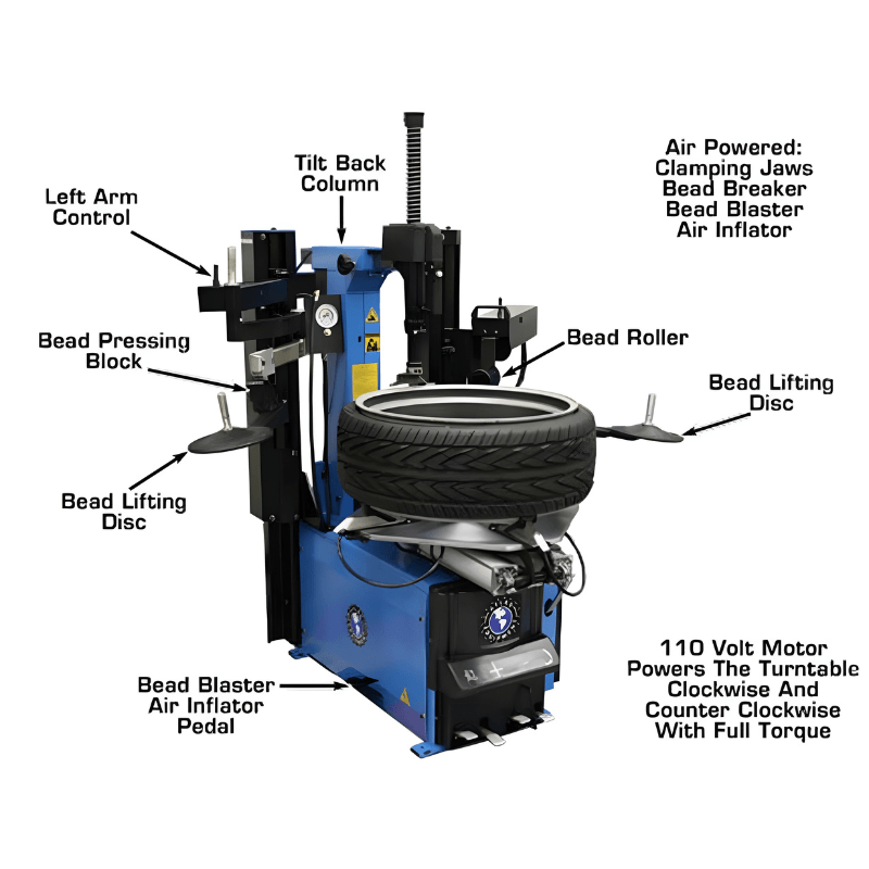 Atlas TC755DAA Wheel Clamp Tire Changer - Dual Assist Arms