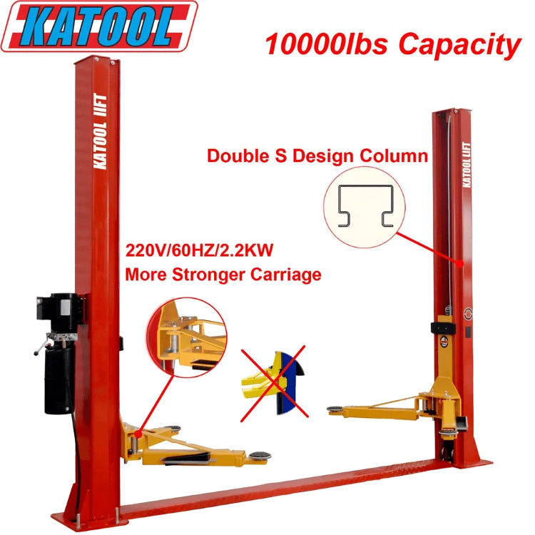 Katool KT-H100, 2 Post Car Lift 10,000lbs
