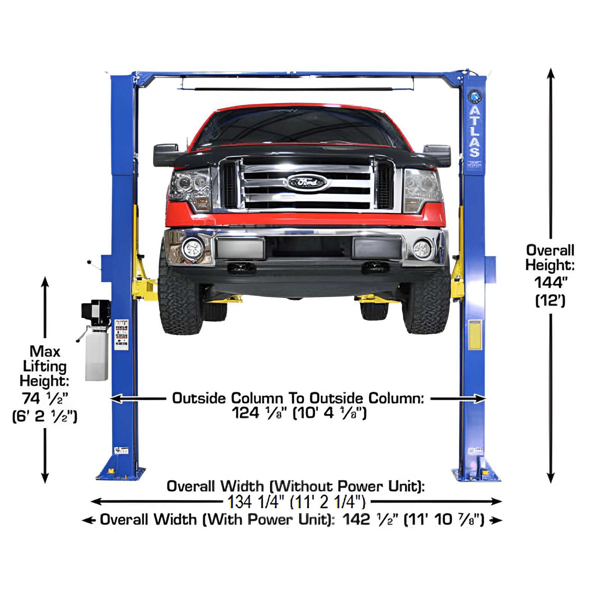 Atlas PRO 9D 9,000lb 2 Post Lift - Symmetric/Asymmetric Columns