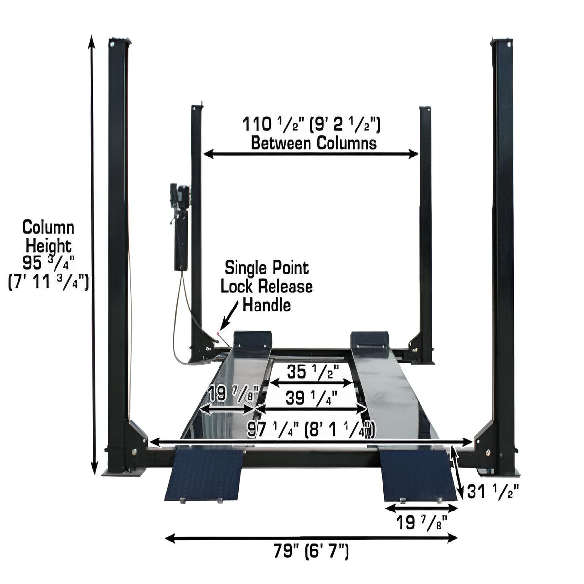 Atlas Garage Pro 9000 4 Post Lift + (2) RJ35 Sliding Jacks Combo