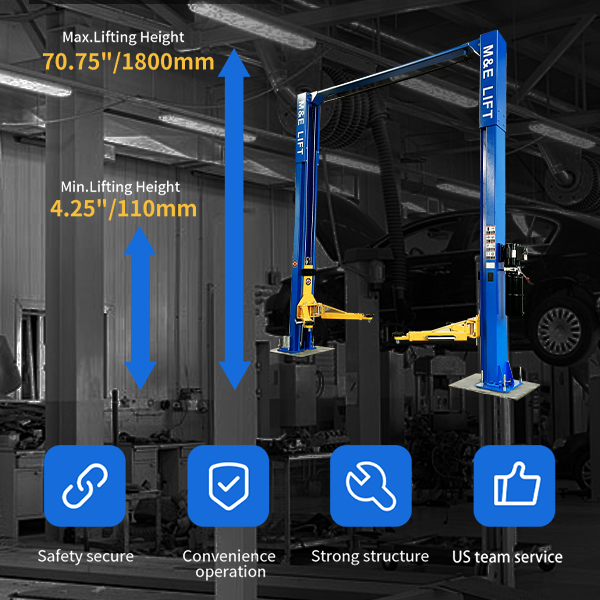 M&E 2 Post Lift 11000lbs Two Post Auto Lift Auto Truck Hoist Super Quality-ME-LM
