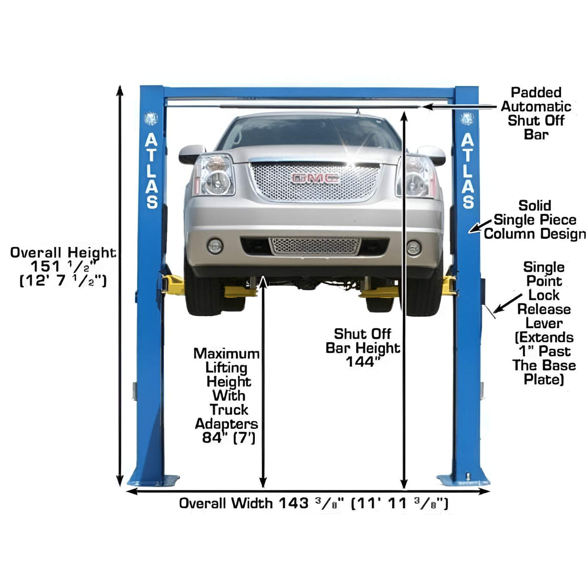 Atlas OHX10000X 10,000 lb Extra Tall 2-Post Lift