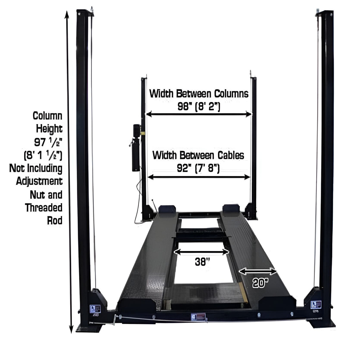 Atlas Garage Pro 8000EXT L 8,000lb 4 Post Vehicle Storage Lift - Extra Tall & Lo