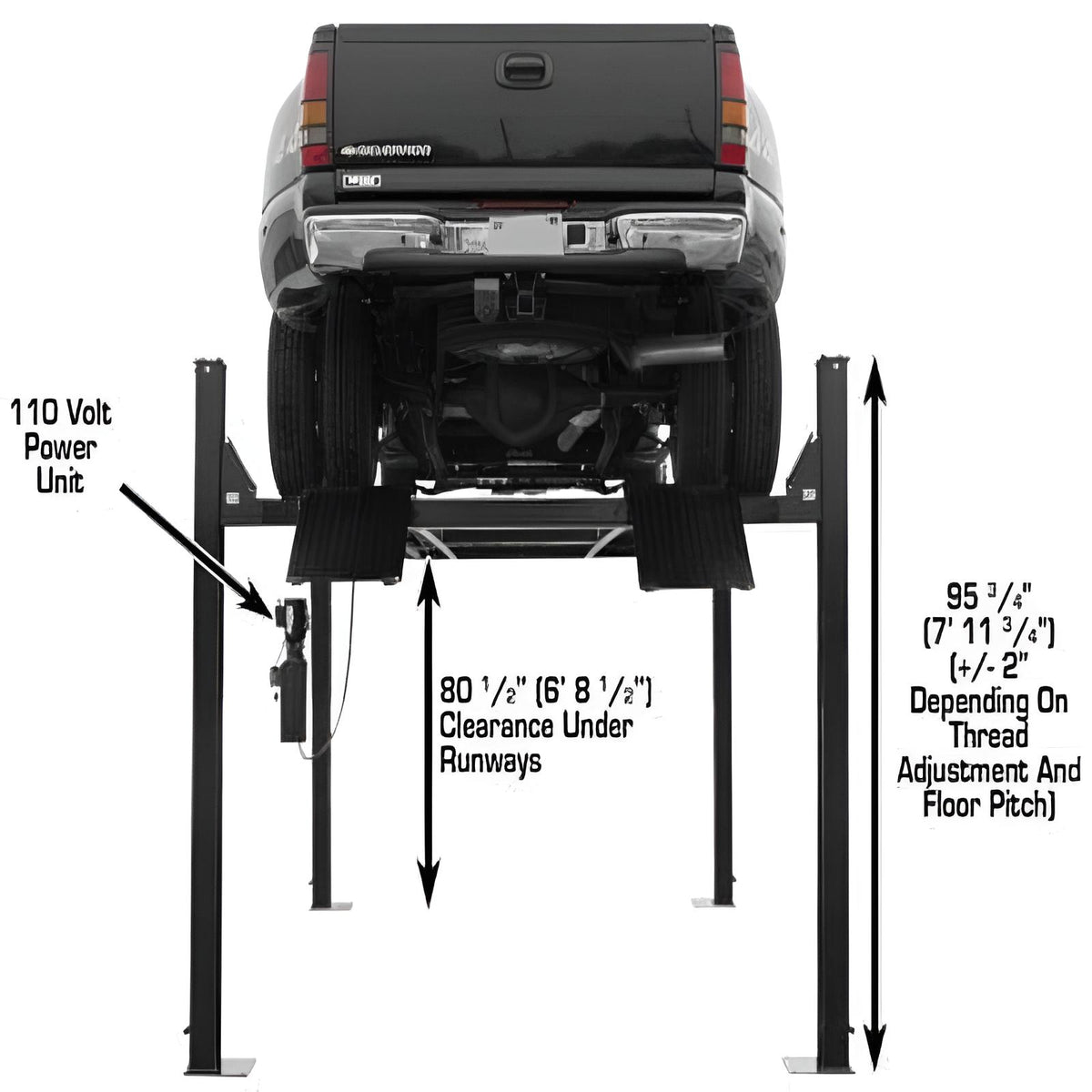 Atlas PRO9000 4 Post Lift + (2) RJ6BK Air Rolling Jack Combo