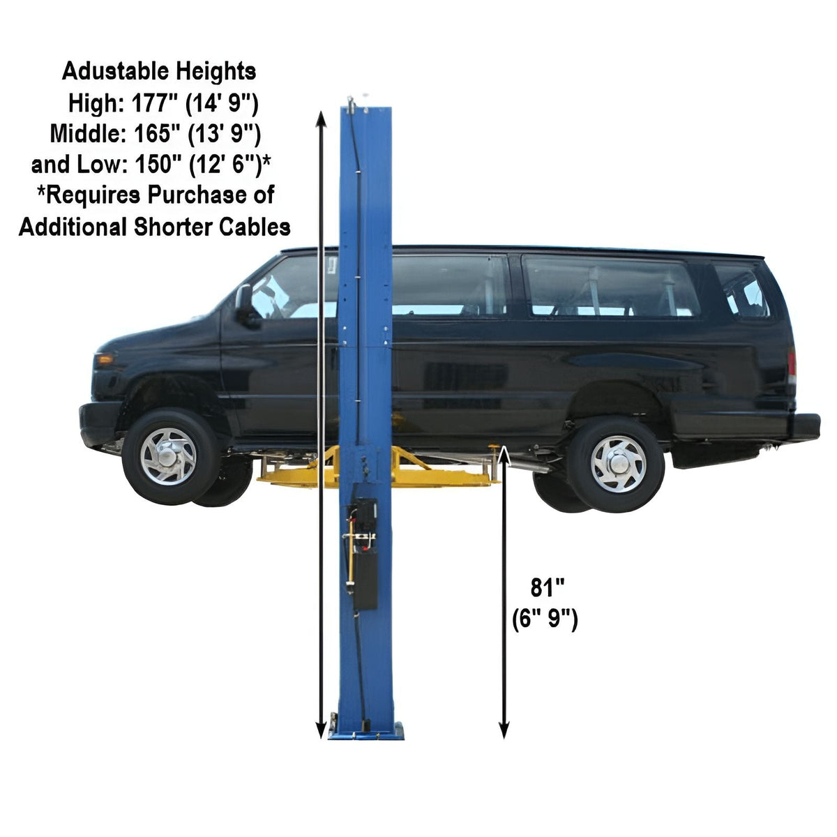 Atlas PV12PX 12,000 lb 2 Post Lift - Adjustable Height