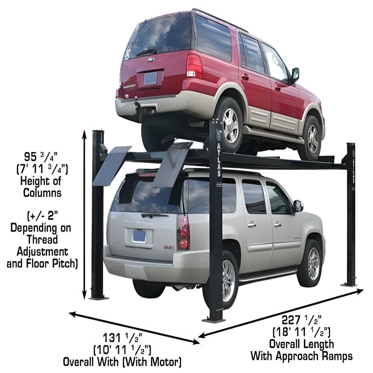 Atlas Garage Pro 9000 4 Post Lift + (2) RJ35 Sliding Jacks Combo