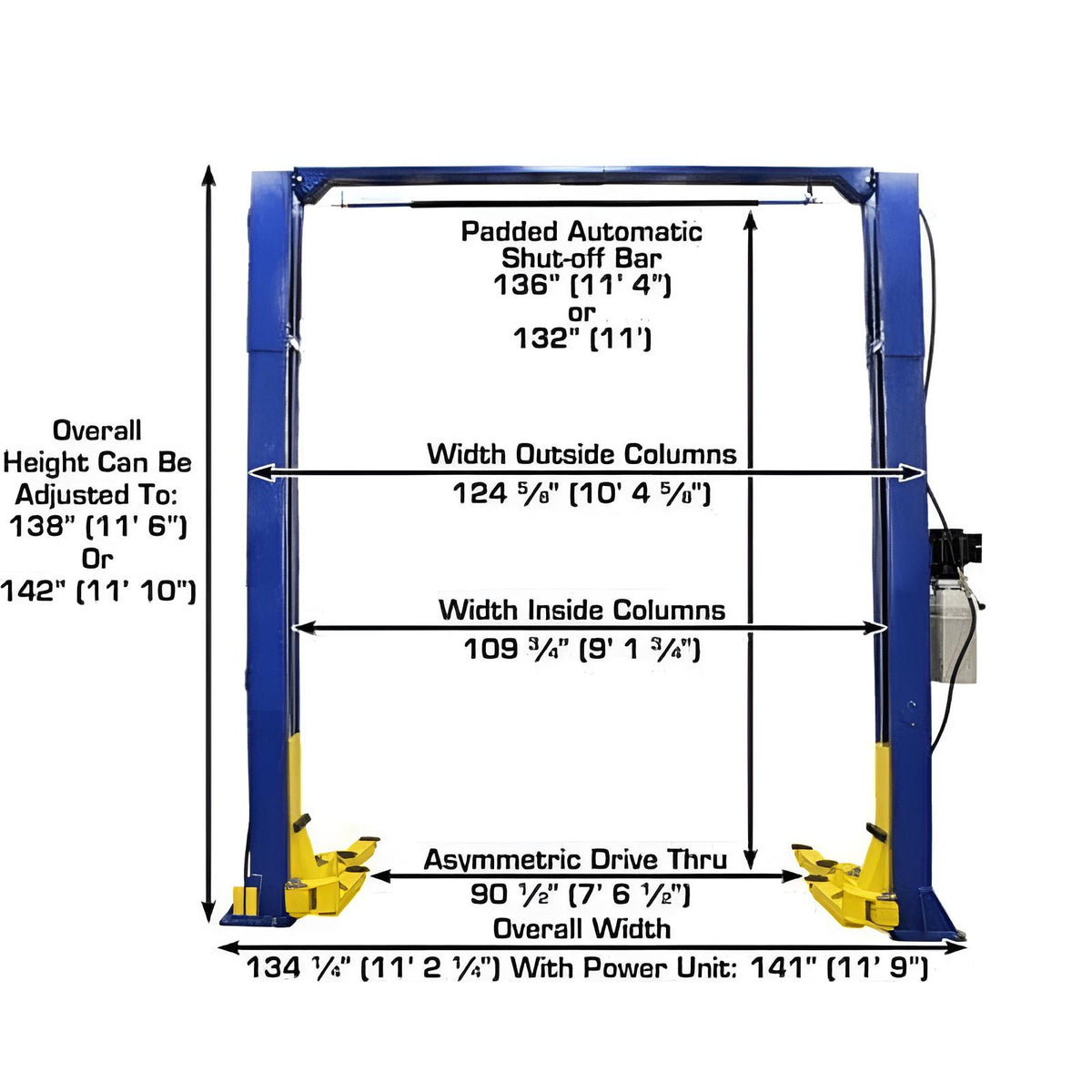 Atlas 9KOH 9,000 lb 2 Post Lift - Adjustable Height