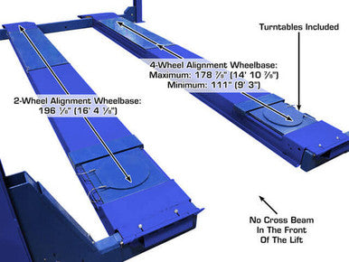 Atlas Platinum PVL14OF-EXT Open Front Alignment Lift – 14,000 lb, ALI Certified