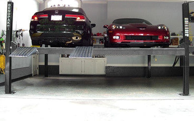 BendPak HD-9SW Four-Post Dual-Platform Lift – 9,000 lb, Super Wide, Parks 4 Cars