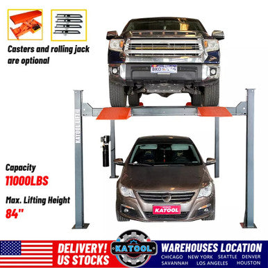 11,000 lb Four-Post Parking & Storage Lift – CE Certified, Heavy Duty