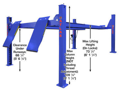 Atlas Platinum PVL14OF-EXT Open Front Alignment Lift – 14,000 lb, ALI Certified