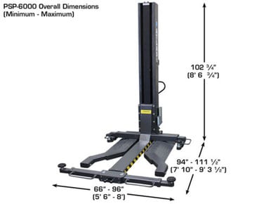 Atlas PSP-6000 Portable Single Post Lift – 6,000 lb Capacity
