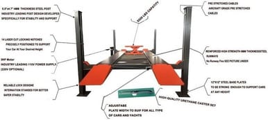 Katool 11,000 lb Four-Post Parking Lift – 84" Rise, 110V, 3.0HP