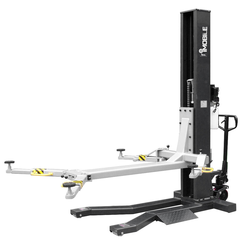 iDeal MSC-6KLP Low Profile Mobile Single Post Lift – 6,000 lb, Black