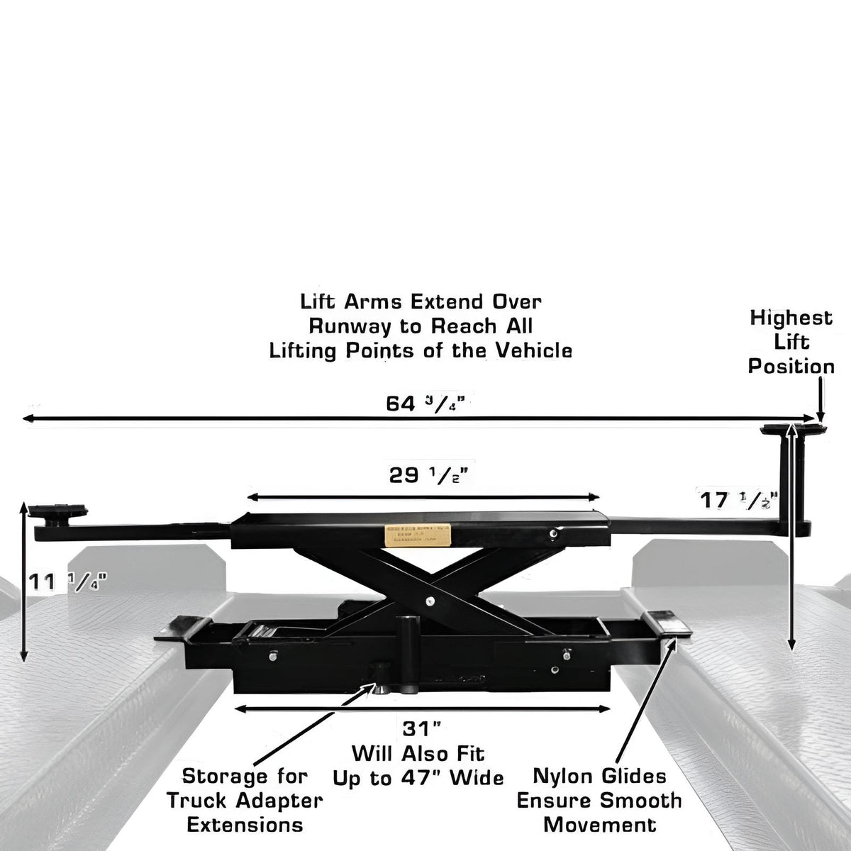Atlas RJ-35 Sliding Hydraulic Rolling Jack – 3,500 lb, for Four-Post Lifts