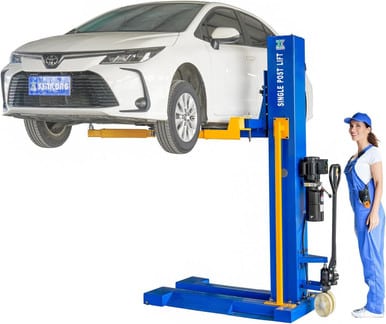 XK M6200 Mobile Single Post Car Lift – 6,200 lb, 220V
