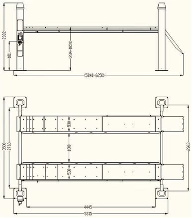 Katool KT-4H150 Four-Post Alignment Lift – 15,000 lb, Rolling Jack Included