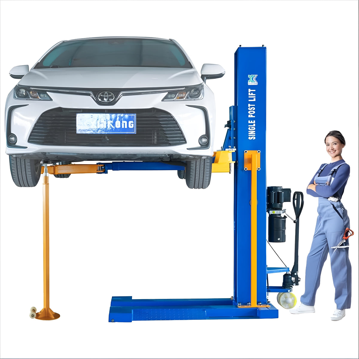 XK M6200 Mobile Single Post Car Lift – 6,200 lb, 220V