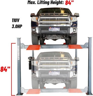 Katool 11,000 lb Four-Post Parking Lift – 84" Rise, 110V, 3.0HP